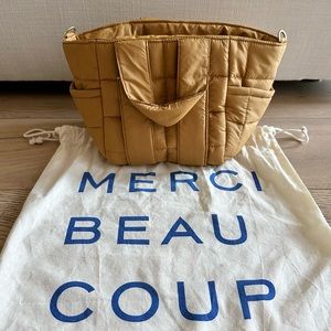 Clare V Le Petit Box Tote Sportif, Mustard Quilted Puffer